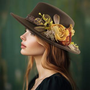 TEMU 1개 여성용 스타일리시 봄/여름 모자, 웨딩, 피크닉, 파티 및 어버이날 선물용 우아한 플로럴 디자인 햇깡지