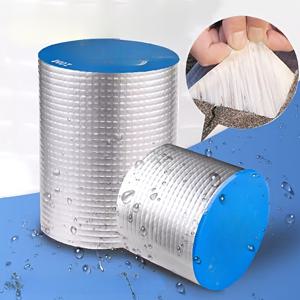 TEMU 고무 실링 테이프 롤, 알루미늄 포일 누수 복구 테이프, 창문 및 금속 지붕, 콘크리트 균열에 적합, 플라스틱 젤 형태, 배수 패치 테이프, 3.94인치 x 196.85인치