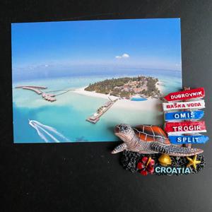 TEMU 크로아티아에서 온 매력적인 3D 레진 냉장고 자석 - 바다거북 & 사인 디자인 | 팔각형 ABS 소재 | 홈 키친 장식 및 친구 선물에 완벽함