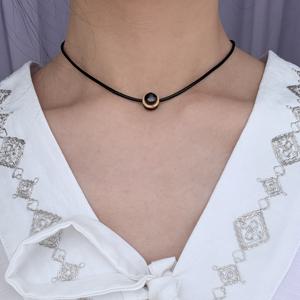 TEMU 여성용 세라믹 비즈 목걸이 - 브라운 어스톤 펜던트, 우아한 데일리 웨어 선물, 클레이 비즈 변형 - 사계절 액세서리 (도금 없음)