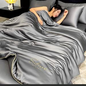 TEMU 자수된 여름 쿨 담요 - 가볍고 통기성 좋은 에어컨 담요, 얇은 퀼트, 침실 및 기숙사에 적합, 세탁기 사용 가능 (베개 커버 미포함)