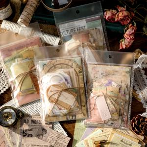 TEMU 스크랩북용 빈티지 대형 콜라주 시리즈 경량 종이 400장 - 플로럴, 기하학적 및 텍스트 패턴의 비접착식 레트로 디자인, 스크랩북 용지, 공예 재료, 향수 감성 장식용 크래프트 소재