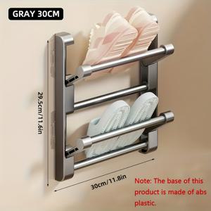 TEMU 투 티어 벽걸이 신발장, 욕실 침실 문 뒤 벽걸이 신발장, 쉽게 접근 가능, 간편 설치, 접착식 벽걸이 신발장, 가정용 신발 정리대