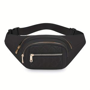 TEMU 남녀 공용 조절 가능한 허리 가방 - 큰 용량의 다중 컴파트먼트 크로스바디, 퀼트 텍스처, 골든 톤 하드웨어 및 지퍼 클로저, 여행, 출퇴근, 대학을 위한 내구성 있는 직물 - 학생 및 성인에게 이상적인 선물, 여행용 백팩, 통근 액세서리, 퀼트 텍스처 디자인, 안전한 지퍼 클로저|힙색