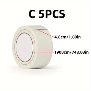 TEMU 낙서 방지 마스킹 테이프 5롤, 마스킹 테이프, 흰색 페인터 테이프, 프레임 워터컬러 아트 캔버스에 적합한 탈착식 종이 테이프, 가정, 학교 용품, 미술, 사무실, 공예 및 라벨링에 이상적입니다.