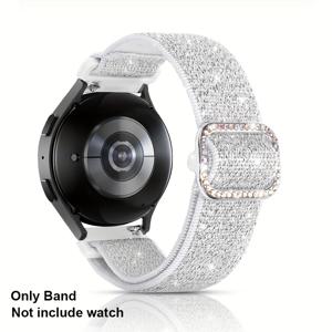 TEMU 삼성 모델 7, 6, 5, 4, FE (40mm, 44mm) 및 워치 6, 4 Classic (47mm, 46mm, 43mm, 42mm), Active 2 호환 탄성 밴드. 여성용 20mm 글리터 나일론 스트랩.|스마트워치