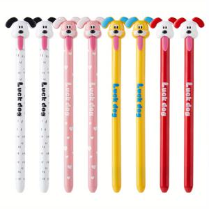 TEMU 8/4개입 창의적인 강아지 중성 페인 0.5mm 검정 잉크 부드럽고 빠른 건조 재미있는 혀 풀기 디컴프레션 펜 고품질 학생용 펜 사무실 필기 도구 선물 친구를 위한 신학기 시즌