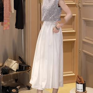 TEMU 여성용 시퀸 장식 라운드 넥 반팔 티셔츠 - 슬림핏 스트레치 탑, 스파클 디테일, 단색 캐주얼 블라우스, 봄 여름 가을용, 다재다능한 레이어링 필수품, 시즌 패션, 우아한 디자인, 신축성 원단, 스타일리시 탑, 트렌디 여성, 일상복, 모던 패션, 편안한 핏, 스트릿웨어 패션, 스터치 핏, 허리 컨투어링