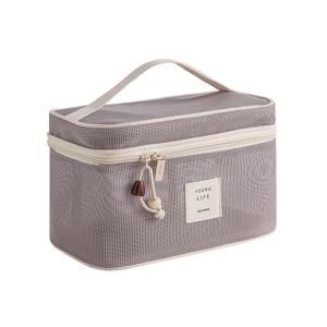 TEMU 1개 대용량 메쉬 메이크업 백 & 중성톤 - 여행용 화장품 정리함, 립스틱, 브러쉬, 아이섀도우용 넉넉한 메쉬 - 일상용 & 미용용