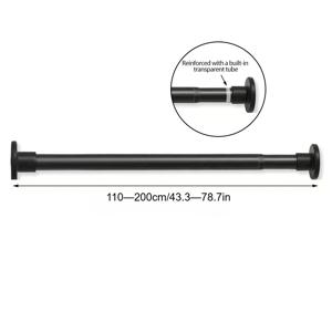 TEMU 1개 조절식 텐션 커튼봉 | 드릴 없이 설치, 뛰어난 그립력과 지지력을 갖춘 스틸 스프링 폴, 블랙 엔드 - 욕실, 옷장, 창문 및 문에 적합, 다용도 로드 | 모던한 실내, 스틸 구조, 거실용 커튼|커튼봉