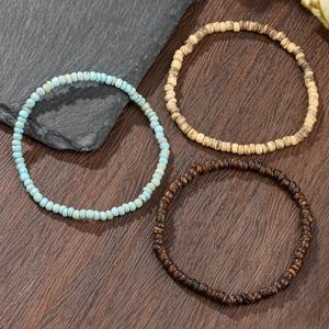 TEMU 3개 남성용 천연 코코넛 쉘 스톤 비즈 팔찌 세트, 스타일리시하고 독특하며 일상복으로 완벽