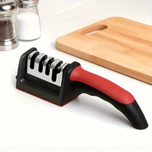 TEMU 4단계 전문가용 나이프 샤프너 - 텅스텐 & 세라믹 숫돌, 고정밀 연마석, 미끄럼 방지 그립, 빠른 연마 및 오래 지속되는 성능 - 조립 불필요, 블랙/레드 색상 - 주방용 칼에 이상적