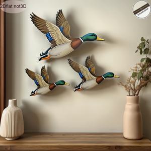 TEMU 3개 세트 야생 오리 벽 장식 - 야외 울타리, 마당, 발코니 정원, 침실 인테리어에 적합 - 휴일 파티와 가족 친구를 위한 이상적인 선물. 목재 벽 예술품으로 욕실, 빌라, 농가, 크리스마스, 추수감사절, 집, 카페 & 요가 스튜디오에 완벽, 농가 스타일,내구성 있는 나무,카페 주인