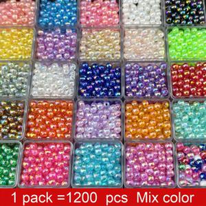 TEMU 주얼리 제작 (팔찌, 목걸이, 휴대폰 체인 포함) 및 기타 공예 용품 및 추가품을 위한 1200개 다색 6mm AB 라운드 아크릴 비즈 세트