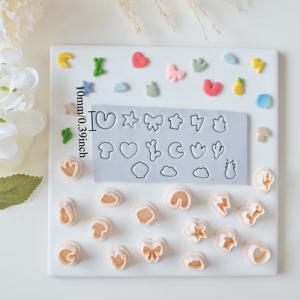 TEMU 파인애플, 선인장, 버섯, 조개, 거북이, 리본, 별, 하트, 번개 구름, 달 등 다양한 디자인의 미니어처 커터 16개 세트. 부드러운 도자기 흙으로 공예 제작에 적합하며, 수제 선물, 머리핀 장식, 펜던트 제작에 이상적입니다.