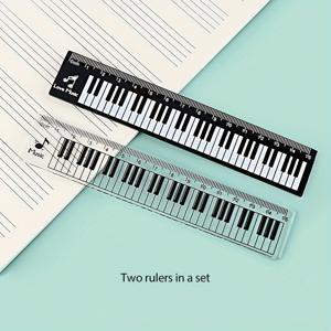 TEMU 2개 세트 음표자, 창의적인 음악 테마, 피아노 키보드 자, 학생용 문구, 그리기 및 측정용 자, 음악 애호가를 위한 창의적인 선물, 흑백 피아노 키 자, 음악 교사 상품, 공부와 사무실을 위한 실용적인 도구, 귀여운 음표 장식 자, 독특한 문구류