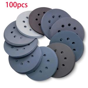 TEMU 100/150개 5인치 습식 및 건식 사포 디스크 (백킹 패드 포함), 8홀 및 400~5000 그릿 범위, 실리콘 카바이드 제작, 오비탈 샌더용
