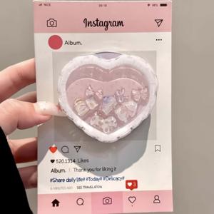 TEMU 핑크 그라데이션과 강아지 그림이 있는 나비가 있는 자석 휴대폰 거치대