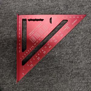 TEMU ITECHJOY 레드 삼각형 목공 프로트랙터 | 목공 홈 디자인 프로젝트용 톱니 모양 가장자리 알루미늄 합금 삼각자 | 고효율 측정 도구 액세서리 세트