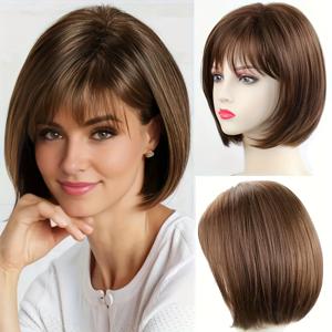 TEMU 자연스럽고 우아한 짧은 가발입니다. 곧은 합성 모발로 안정적으로 착용되며, 일상복과 특별한 날 모두에 적합합니다. 손상 없이 유지 및 스타일링이 용이하여 할로윈에 완벽합니다.