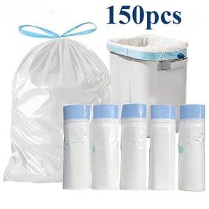TEMU 고품질 150개입 헤비듀티 누수방지 및 냄새차단 쓰레기봉투 - 추가 두께, 찢김 방지, 초대형 15.14-56.78L (15-60리터) 가정, 사무실, 애완동물 배설물, 상업용 - 표준 호환, 내구성 있는 소재,사무실 청소|음식물쓰레기통