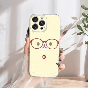 TEMU 노란색 귀여운 곰 휴대폰 케이스, 아이폰 17/16/15/14/13/12/11 프로 맥스/X/XS/XR/XS 맥스/7/8/6/6S 플러스/16E 호환, 카툰 투명 충격방지 풀바디 TPU 케이스, 심플한 패션 안티쇼크 소프트 보호 커버