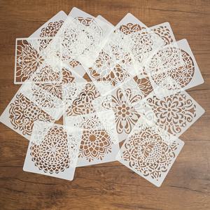 TEMU 18개 재사용 가능 PET 만다라 스텐실 세트 (페인팅 가이드 및 벽 예술 템플릿 포함), DIY 수작업 스프레이 스텐실, 수채화, 돌 페인팅, 스크래치 아트, 홈 데코용