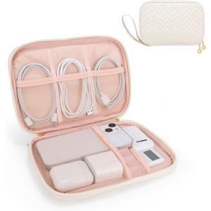 TEMU 1개 여행용 테크 정리 케이스 - 아이폰, 보조배터리, 케이블 호환 - 듀얼 지퍼 전자기기 보관 파우치, 케이블 관리 기능, 컴팩트 테크 가젯 박스 (휴대용)|보조배터리|파우치