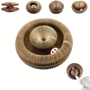 TEMU 2개/세트 [고양이 스크래칭 보드 1개 + 벨 볼 1개], 매직 아코디언 고양이 스크래칭 보드 - 접이식 고양이 발톱 연마 도구, 휴대용 고양이 아코디언 장난감, 벨 볼이 달린 상호작용용 골판지, 내마모성 및 스크래치 방지