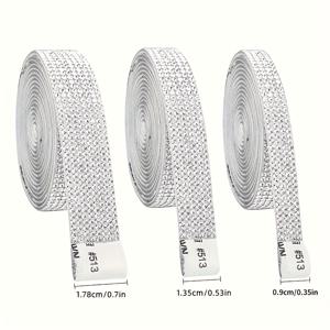 TEMU 3롤 스톤 리본, 접착식 실버 스톤 스트립, 반짝이는 장식 트림 - 공예, 자동차 장식, DIY, 웨딩, 파티용 - 3가지 사이즈, 화이트