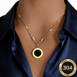 TEMU 고품질 스테인리스 스틸 골든 로마 숫자 펜던트 목걸이, 저자극성, 변색 방지, 심플하고 우아한 디자인, 데일리웨어나 파티에 어울리는 여성용 패션 목걸이. 여성을 위한 섬세한 선물