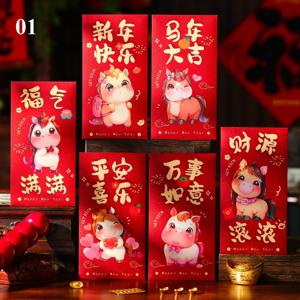 TEMU 16개 대용량 중국 설날 홍봉투 - 1000위안 지폐 호환, 귀여운 포니 & 빨간색/행운의 돈봉투, 설날, 결혼식, 생일 선물용 길조 종이