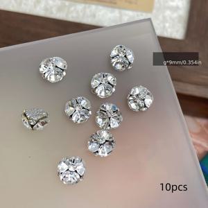 TEMU 10개 반짝이는 라인스톤 네일 아트 - 핸드메이드 슈퍼 글리터 네일 장식, 화이트 & 클리어 네일 액세서리 (매니큐어 & 페디큐어용), 내구성 좋은 메탈릭 마감, 파티 & 특별한 날에 완벽, 네일 액세서리, 파티 네일 데코|네일|네일아트