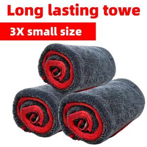 TEMU 3개 세트 업그레이드 품질 대형 차량 건조 타월, 초흡수 초극세사 세차 타월, 두껍고 부드러운 헤비듀티 차량 미용 천, 스크래치 방지 및 물자국 없음, 12X12 인치 사용 가능, 빠르고 보풀 없음