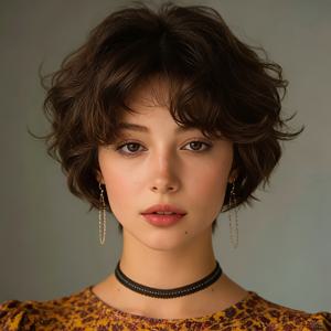 TEMU 여성을 위한 우아한 다크 브라운 2# 숏 헤어 가발 | 180% 밀도 인모, 글루프리 숏 레이어드 스타일, 로즈 네트 캡, 헤어, 데일리룩에 적합, 다양한 행사에 적합, 편안하고 관리가 용이