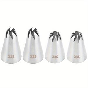 TEMU 4개, 나선형 톱니 모양의 파이핑 팁, 대형 304 스테인리스 스틸 페이스트리 팁, 프로스팅용 아이싱 노즐 팁, 컵케이크 케이크 장식용, 퍼프 만들기, 쿠키 만들기, 베이킹 도구, 주방 가제트, 주방 악세사리, 가정용 주방 용품