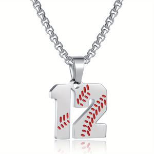 TEMU 남아용 야구 등번호 목걸이 1개, 00-18 선수 저지 등번호 목걸이, 스테인리스 스틸 체인 야구 펜던트, 남성용 야구 선물 펜던트