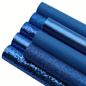 TEMU 8개 블루 쉬머 인조 가죽 세트, 7.87x12.99인치 - 두꺼운 글리터 리치 패턴, DIY 귀걸이, 리본 및 핸드백용 합성 원단