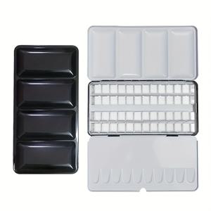 TEMU 48색 호환 워터컬러 페인트 박스 - 풀 & 하프 팬 포함, 헤비듀티 메탈 팔레트 케이스, 48색 컬러 팔레트 (워터컬러, 구아쉬용) - 프로페셔널 & 용|아크릴물감