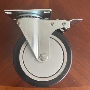 TEMU 블랙 휠 페이스 캐스터로 된 5인치 캐스터, 중형 유니버설 브레이크가 있으며, 평면 손 끌기, 손 이동 물류 팔레트, 택배 운송에 적합합니다.