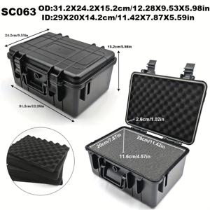 TEMU 플라스틱 기기 공구함 1개, 내구성 있는 하드쉘 PP/ABS 플라스틱 제작, 휴대용 다기능 전자 장비 휴대 케이스, 방수 및 방진, 견고하고 낙하 방지, 미리 재단된 사각형 수작업 분리형 스펀지 패딩 포함, 내압성 및 충격 방지, 다양한 크기의 기기에 완벽하게 맞음, 여러 사이즈와 색상 선택 가능