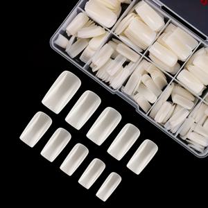 TEMU 풀 커버리지 아크릴 인조 네일 팁, 500개 인조 네일 모양, 10가지 사이즈, 네일 살롱 및 홈 키트 포함 (투명 자연)