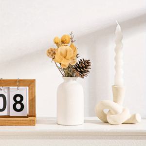 TEMU 1 세라믹 화병 - 매혹적인 화이트 - 모던 홈, 오피스, 컨트리 또는 모던 팜하우스 데코에 이상적, 휴일 선물로도 완벽 - 방, 책상, 거실, 발코니, 옷장, 벽난로, 현관, TV 캐비닛에 배치 가능