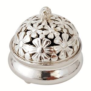 TEMU 꽃무늬가 있는 미니 아연 합금 향로 1개 - 전통 중국 스타일 연기 방지 차 의식 및 명상 액세서리, 전기 필요 없음