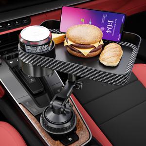 TEMU 3-in-1 조절 가능한 차량용 컵 홀더 트레이 + 휴대폰 거치대, ABS 수지 확장형 차량 음료 및 서빙 플래터, 트럭 및 자동차용 트레이