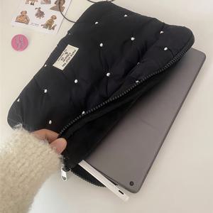 TEMU 1개 태블릿 슬리브, 새로운 자수 물방울 무늬 디자인, 11인치, 13인치 및 15인치 노트북 보관에 적합|노트북파우치