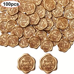 TEMU 초대장용 왁스 씰 스티커 50/100개입, 결혼식, 파티, 생일 및 크리스마스에 적합한 자체 접착식 금색 봉투 씰|실링왁스