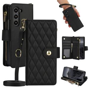 TEMU 휴대폰 케이스 - 휴대폰 케이스 - 삼성 갤럭시 Z 폴드 6/5/4/3용 지갑 케이스 디자인, 조절 가능한 크로스바디 지퍼 지갑, 킥스탠드 카드 홀더, 분리형 손목 스트랩, 플립 폴리오 디자인 포함