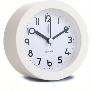 TEMU 귀여운 4인치 원형 디지털 쿼츠 시계 (백라이트 기능 포함), 틱 소음 없음, 배터리 작동, 프로스트 텍스처 및 간편한 디자인, 거실, 침실, 침대 옆 또는 책상 장식에 적합