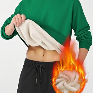 TEMU [Pearson OBM] 기모 안감 따뜻한 남성용 크루넥 스웨트셔츠, 몸에 착 감기는 보온 속옷, 기모 안감 따뜻한 긴팔 캐주얼 스포츠 가을/겨울 상의, 외출복 또는 속옷 겸용